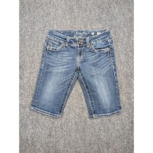 Miss Me Bermuda Shorts Womens 27 Blue Denim Distressed Embellished‎ Jean Jorts